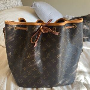 Louis Vuitton Petite Noe Brown Shoulder Bag with Monogram Canvas